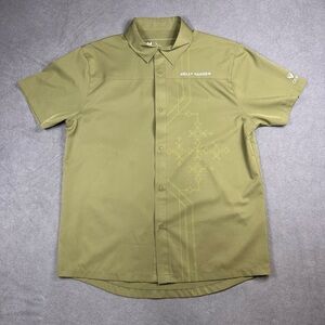 Helly Hansen Short Sleeve Odin Size Large Olive Green Snap Down Hiking Shirt